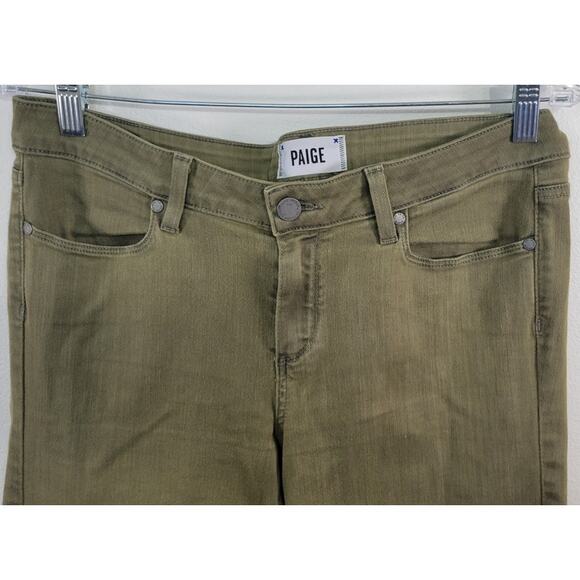Paige Jeans Womens Size 32 Olive Green Jeans Zipper Accents Punk Grunge Skater - Picture 2 of 8